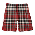 Red Black And White Border Tartan Print Men's Swim Trunks