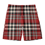 Red Black And White Border Tartan Print Men's Swim Trunks