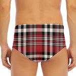 Red Black And White Border Tartan Print Men's Triangle Swim Briefs
