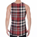 Red Black And White Border Tartan Print Men's Velvet Tank Top