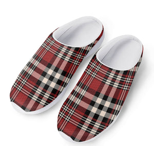 Red Black And White Border Tartan Print Mesh Casual Shoes