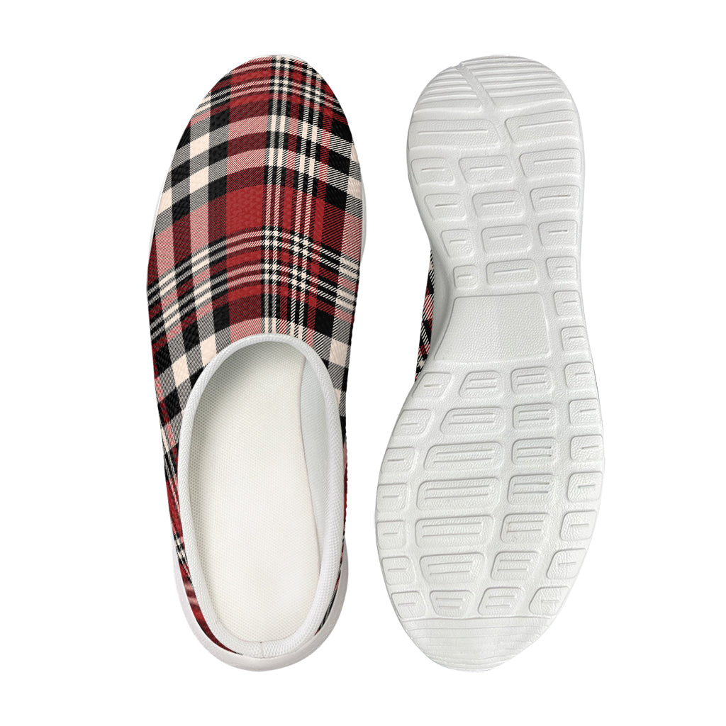 Red Black And White Border Tartan Print Mesh Casual Shoes