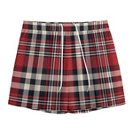 Red Black And White Border Tartan Print Mesh Shorts