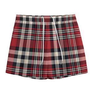 Red Black And White Border Tartan Print Mesh Shorts