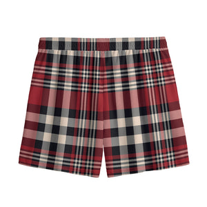 Red Black And White Border Tartan Print Mesh Shorts