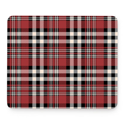 Red Black And White Border Tartan Print Mouse Pad
