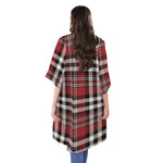 Red Black And White Border Tartan Print Open Front Beach Cover Up