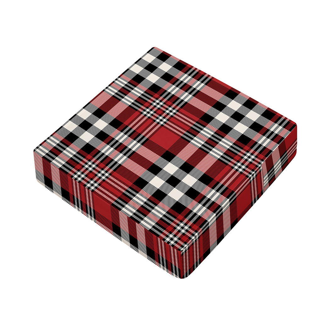Red Black And White Border Tartan Print Outdoor Seat Cushion Cover