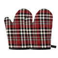 Red Black And White Border Tartan Print Oven Mitts
