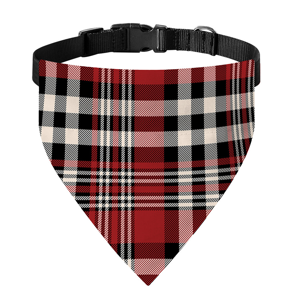 Red Black And White Border Tartan Print Over The Collar Dog Bandana