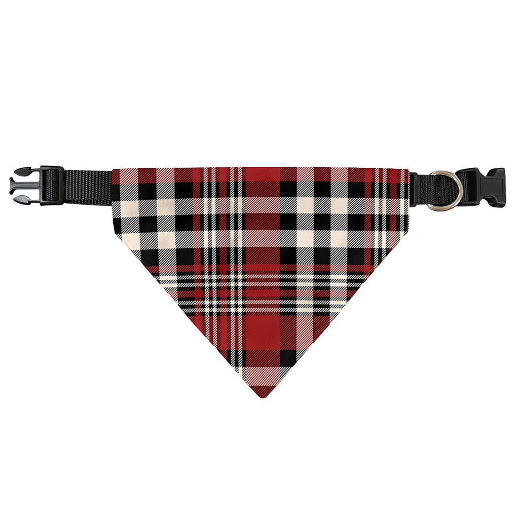 Red Black And White Border Tartan Print Over The Collar Dog Bandana