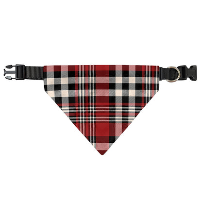 Red Black And White Border Tartan Print Over The Collar Dog Bandana