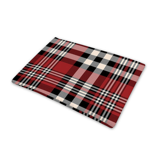 Red Black And White Border Tartan Print Pet Cooling Mat Cover