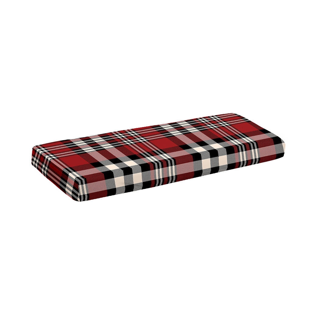 Red Black And White Border Tartan Print Piano Keyboard Cover