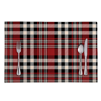 Red Black And White Border Tartan Print Placemat