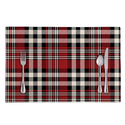 Red Black And White Border Tartan Print Placemat
