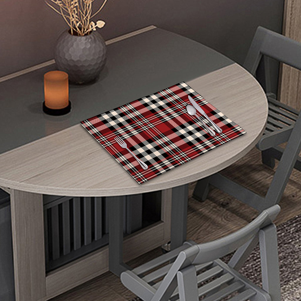 Red Black And White Border Tartan Print Placemat