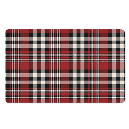 Red Black And White Border Tartan Print Polyester Doormat
