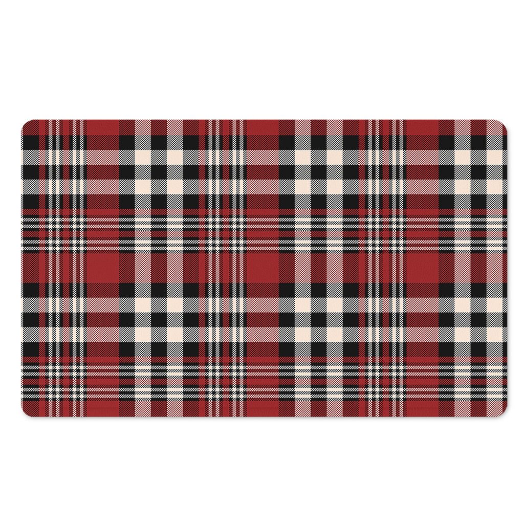 Red Black And White Border Tartan Print Polyester Doormat