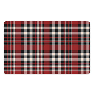 Red Black And White Border Tartan Print Polyester Doormat