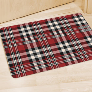 Red Black And White Border Tartan Print Polyester Doormat