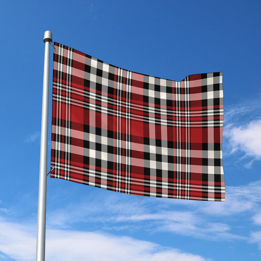 Red Black And White Border Tartan Print Polyester Flag
