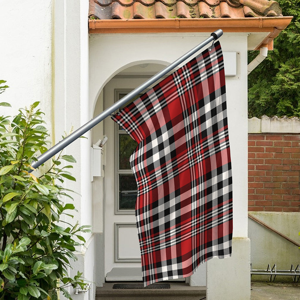 Red Black And White Border Tartan Print Polyester Flag