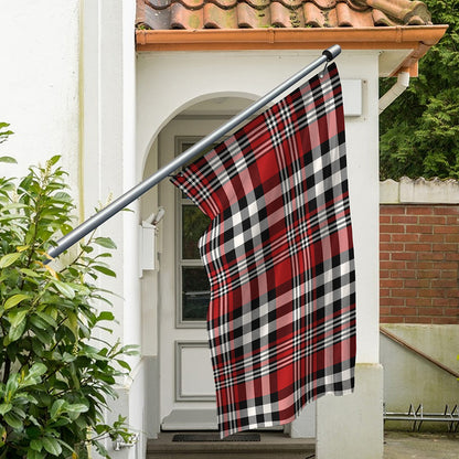 Red Black And White Border Tartan Print Polyester Flag