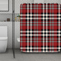 Red Black And White Border Tartan Print Polyester Shower Curtain