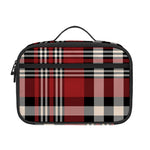 Red Black And White Border Tartan Print Portable Lunch Bag
