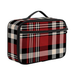 Red Black And White Border Tartan Print Portable Lunch Bag