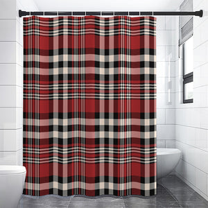 Red Black And White Border Tartan Print Premium Shower Curtain