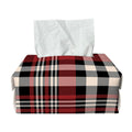 Red Black And White Border Tartan Print Rectangle Tissue Box Cover