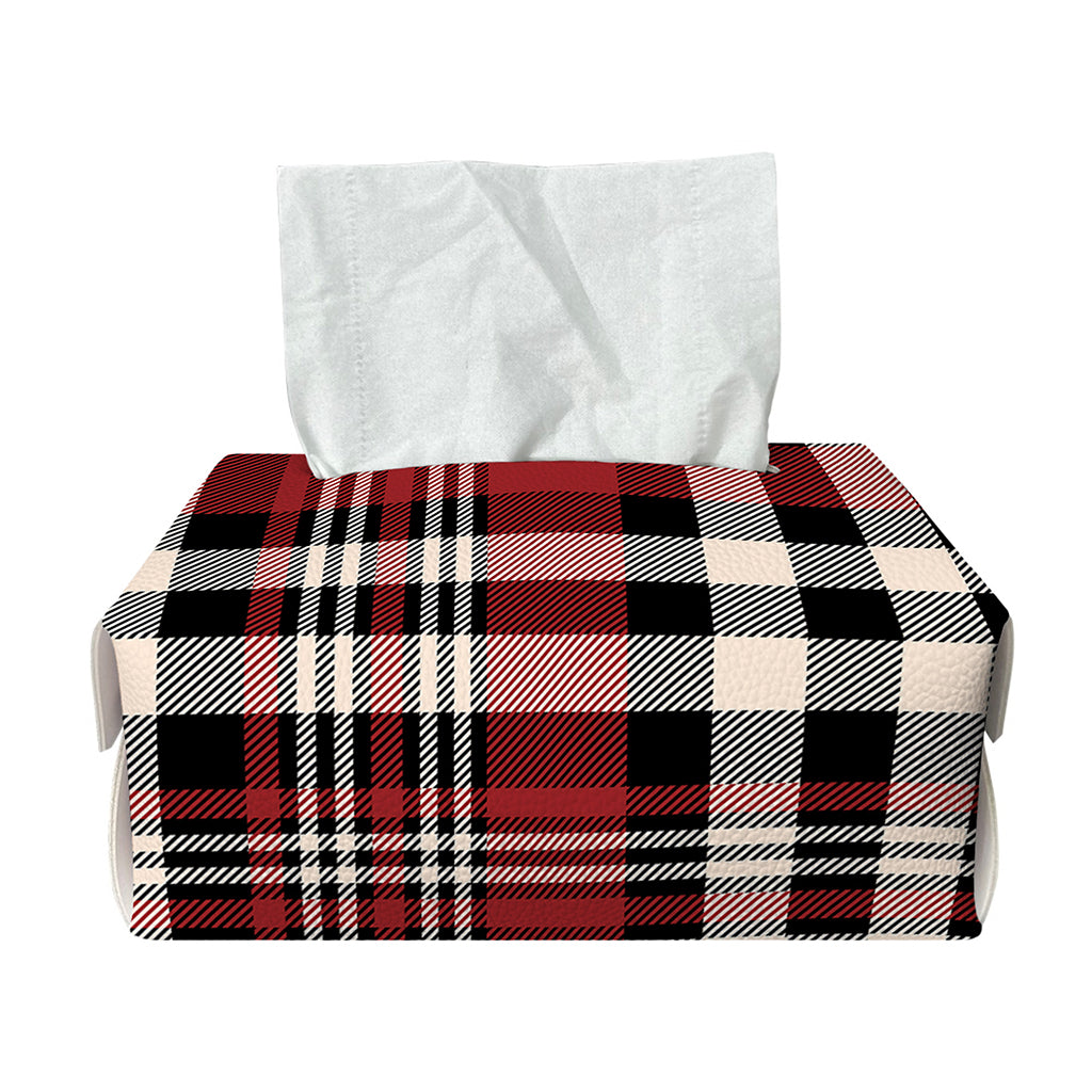 Red Black And White Border Tartan Print Rectangle Tissue Box Cover
