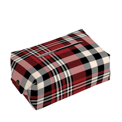 Red Black And White Border Tartan Print Rectangle Tissue Box Cover