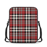 Red Black And White Border Tartan Print Rectangular Crossbody Bag