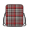 Red Black And White Border Tartan Print Rectangular Crossbody Bag