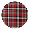 Red Black And White Border Tartan Print Round Floor Mat
