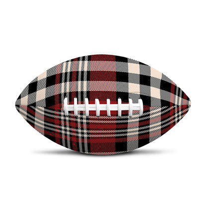Red Black And White Border Tartan Print Rugby Ball