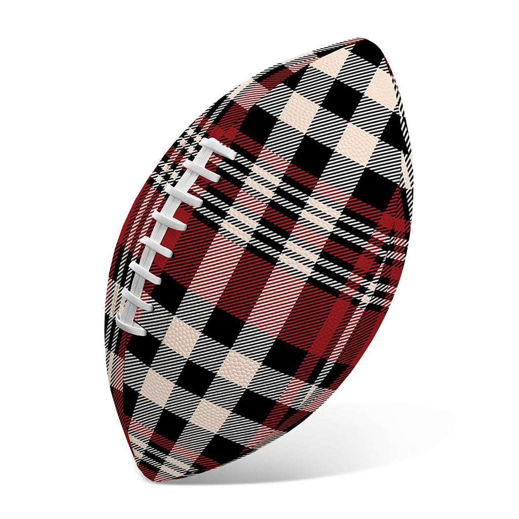 Red Black And White Border Tartan Print Rugby Ball