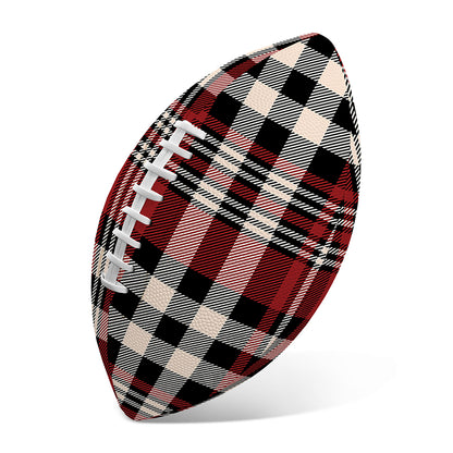 Red Black And White Border Tartan Print Rugby Ball