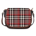Red Black And White Border Tartan Print Saddle Bag