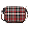 Red Black And White Border Tartan Print Saddle Bag