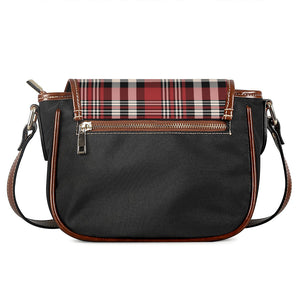 Red Black And White Border Tartan Print Saddle Bag