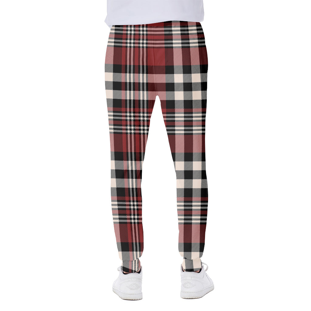 Red Black And White Border Tartan Print Scuba Joggers