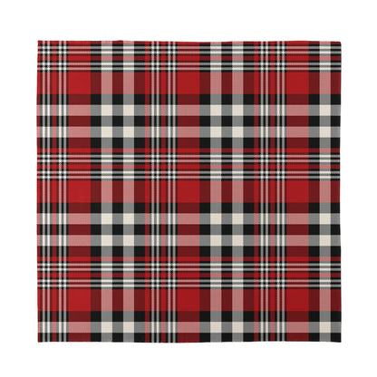 Red Black And White Border Tartan Print Silk Bandana