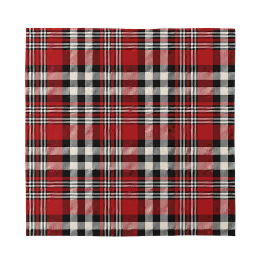 Red Black And White Border Tartan Print Silk Bandana