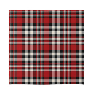 Red Black And White Border Tartan Print Silk Bandana