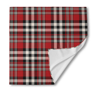 Red Black And White Border Tartan Print Silk Bandana