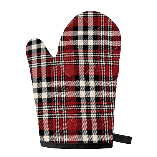 Red Black And White Border Tartan Print Single Oven Mitt